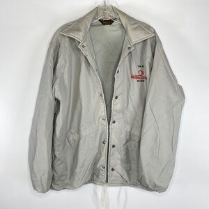 Vintage Uniroyal Goodrich Light Grey Button Up Jacket Eau Claire, WI Size M RARE
